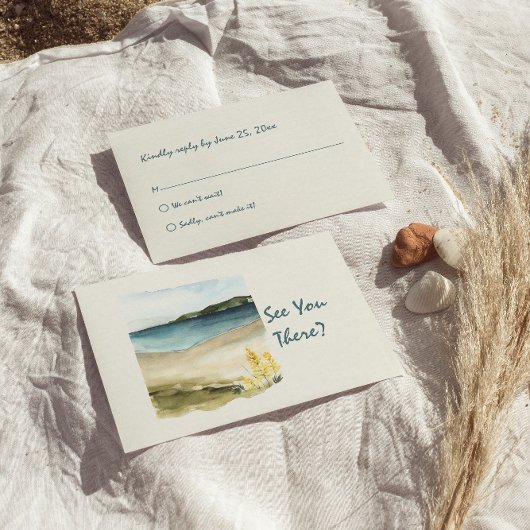 Waterverf Hand getrokken strand Retro Unieke bruil RSVP Kaartje