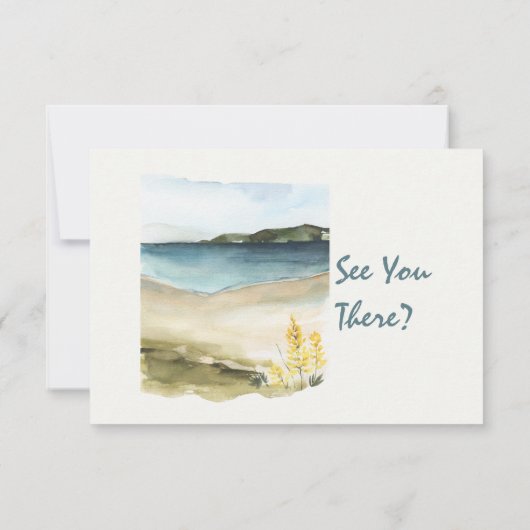 Waterverf Hand getrokken strand Retro Unieke bruil RSVP Kaartje (Achterkant)