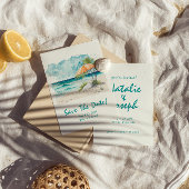 Waterverf Hand getrokken strand Uitzicht Kleurrijk Save The Date