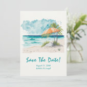 Waterverf Hand getrokken strand Uitzicht Kleurrijk Save The Date (Staand voorkant)