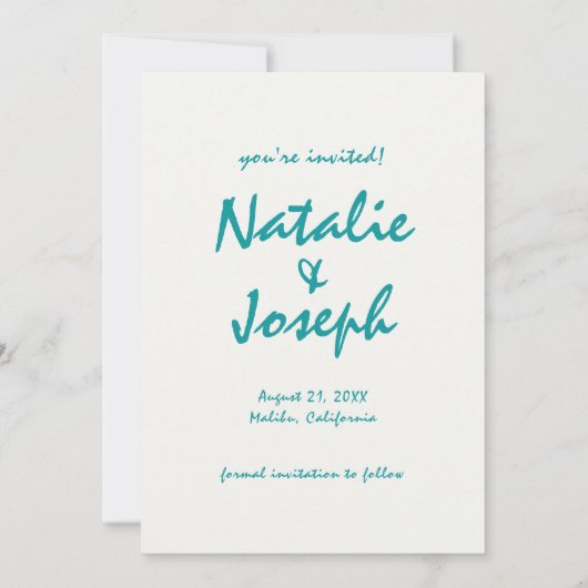 Waterverf Hand getrokken strand Uitzicht Kleurrijk Save The Date (Achterkant)