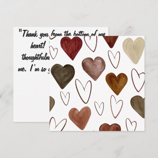 Waterverf Hand getrokken uit lijnen Heart Sketch Bedankkaart (Voorkant / Achterkant)