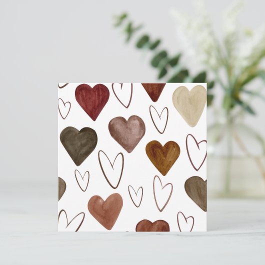 Waterverf Hand getrokken uit lijnen Heart Sketch Bedankkaart (Staand voorkant)