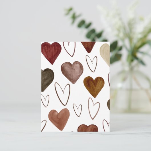 Waterverf Hand getrokken uit lijnen Heart Sketch Briefkaart (Staand voorkant)