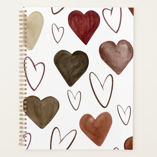 Waterverf Hand getrokken uit lijnen Heart Sketch Planner (Voorkant)