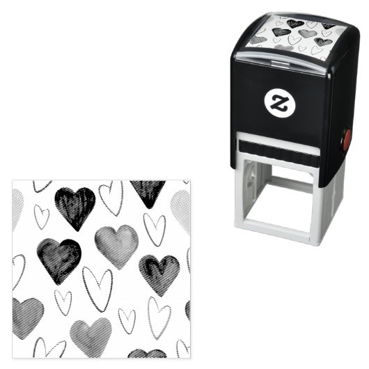 Waterverf Hand getrokken uit lijnen Heart Sketch Zelfinktende Stempel (In situ)