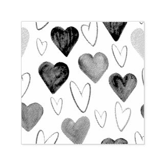 Waterverf Hand getrokken uit lijnen Heart Sketch Zelfinktende Stempel