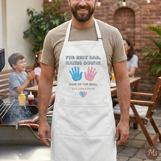 Waterverf handafdruk Koning Van De Grill Papa Standaard Schort