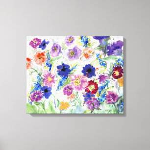 Waterverf handbedekte wilde bloemen canvas afdruk