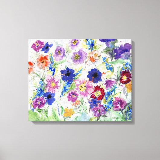 Waterverf handbedekte wilde bloemen canvas afdruk (Voorkant)