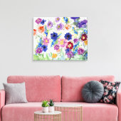 Waterverf handbedekte wilde bloemen canvas afdruk (Insitu (Woonkamer))