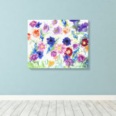 Waterverf handbedekte wilde bloemen canvas afdruk (Insitu (Houten vloer))