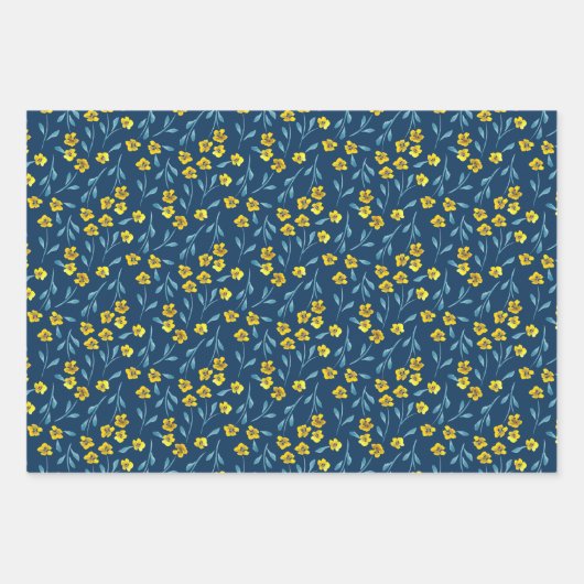 Waterverf handbeschilderd floraal gepatterd omhuls inpakpapier vel (Voorkant 2)