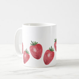 Waterverf handbeschilderde aardbeien koffiemok