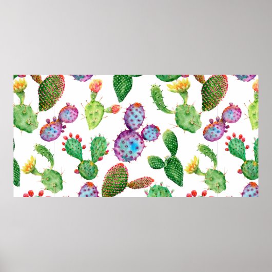 Waterverf handbeschilderde tropische cactus. Naadl Poster (Voorkant)
