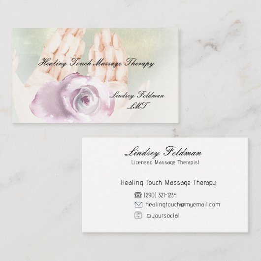 Waterverf handen massagetherapeut visitekaartje (Voorkant / Achterkant)