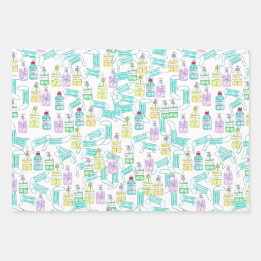 Waterverf handflessen Sanitizer gel Inpakpapier Vel (Voorkant 3)