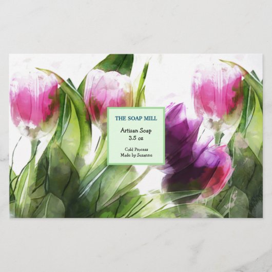 Waterverf Handgemaakte zeep inpakpapier blad (Voorkant)