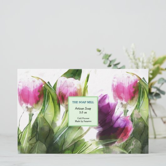 Waterverf Handgemaakte zeep inpakpapier blad (Staand voorkant)