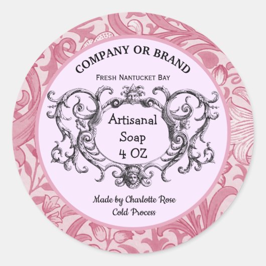 Waterverf  handgemaakte zeep productlabel ronde sticker (Voorkant)