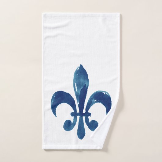 Waterverf handgeschilde blauwe witte vloour de Lis Bad Handdoek (Handdoek)
