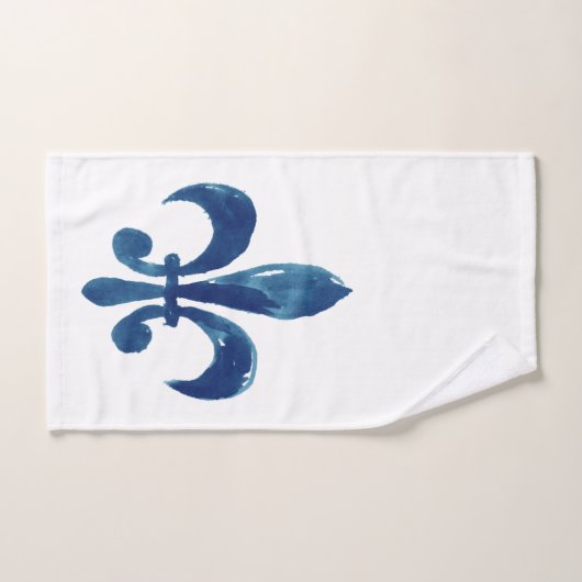 Waterverf handgeschilde blauwe witte vloour de Lis Bad Handdoek (Handdoek)