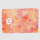 Waterverf handgeschilde Oranje roze Abstracte kuns Golfhanddoek (Horizontaal)