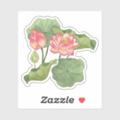 Waterverf Handgeschilderd Elegante Roze Lotus Sticker (Vel)