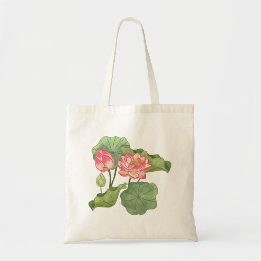 Waterverf Handgeschilderd Elegante Roze Lotus Tote Bag (Voorkant)