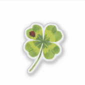 Waterverf Handgeschilderd Four Leaf Clover Lady Bu Sticker (Voorkant)
