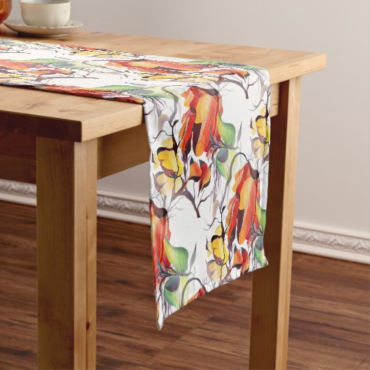 Waterverf Handgeschilderd Prachtige Delicate Flowe Lange Tafelloper (Voorbeeld)