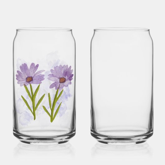 Waterverf handgeschilderde African Daisy Blikvorm Glas (Voorkant)