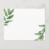 Waterverf handgeschilderde groene bruiloft informatiekaartje (Achterkant)