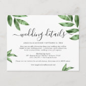 Waterverf handgeschilderde groene bruiloft informatiekaartje (Voorkant)