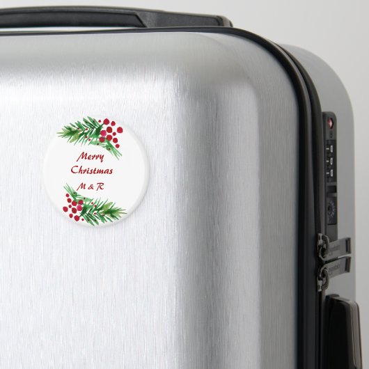 Waterverf Handgeschilderde Groene en Rode Pine Bra Magneet (Insitu (bagage))