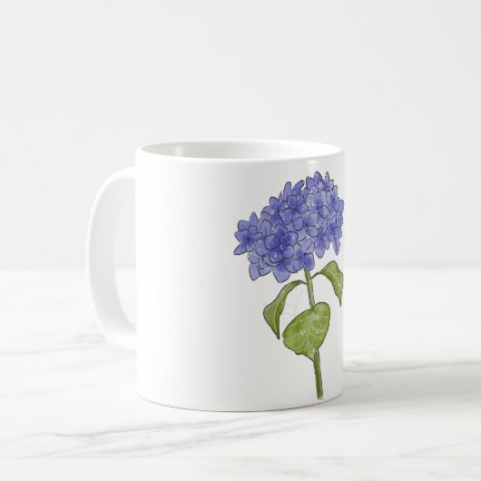 Waterverf Handgeschilderde Hydrangea Flower Koffiemok (Voorkant links)