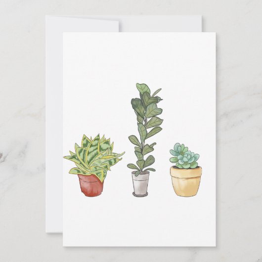 Waterverf Handgeschilderde Indoor Planten Bedankkaart (Voorkant)