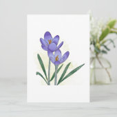 Waterverf handgeschilderde krokusbloemen kaart (Staand voorkant)