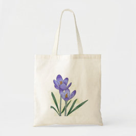 Waterverf handgeschilderde krokusbloemen tote bag