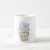 Waterverf handgeschilderde lavendelpot koffiemok (Center)