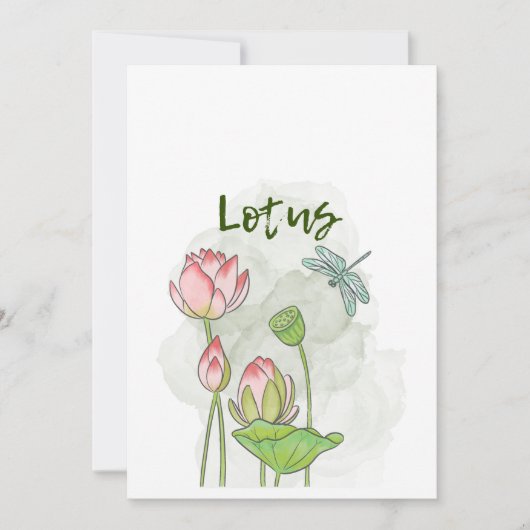 Waterverf Handgeschilderde Lotus Blooming Kaart (Voorkant)