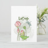 Waterverf Handgeschilderde Lotus Blooming Kaart (Staand voorkant)