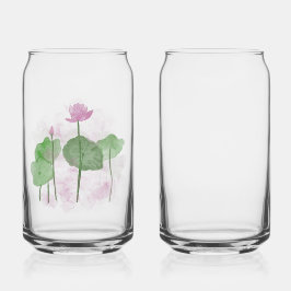 Waterverf Handgeschilderde Lotus Flowers Blikvorm Glas