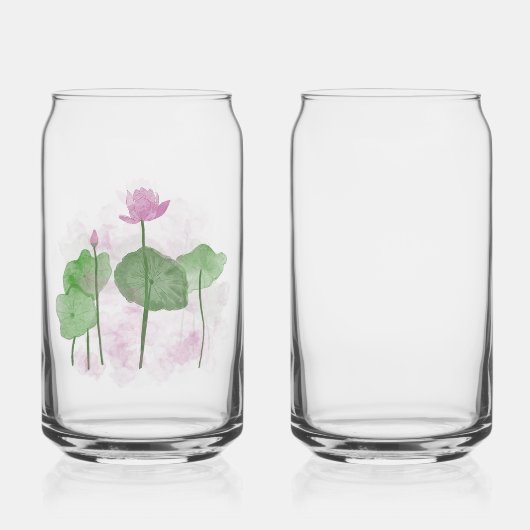 Waterverf Handgeschilderde Lotus Flowers Blikvorm Glas (Voorkant)