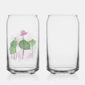 Waterverf Handgeschilderde Lotus Flowers Blikvorm Glas (Achterkant)