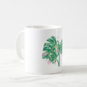 Waterverf handgeschilderde Monstera Leaves Koffiemok (Voorkant links)