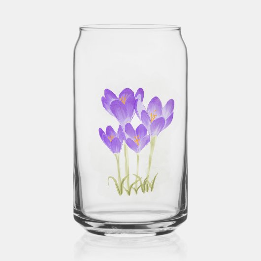 Waterverf handgeschilderde Paarse krokusbloemen Blikvorm Glas (Voorkant)