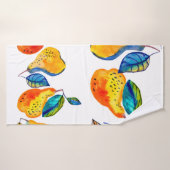 Waterverf handgeschilderde peren in naadloze rande badhanddoek (Badhanddoek)