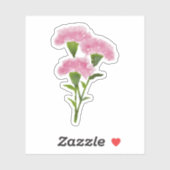 Waterverf handgeschilderde roze anjer kunst sticker (Vel)