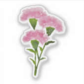 Waterverf handgeschilderde roze anjer kunst sticker (Voorkant)